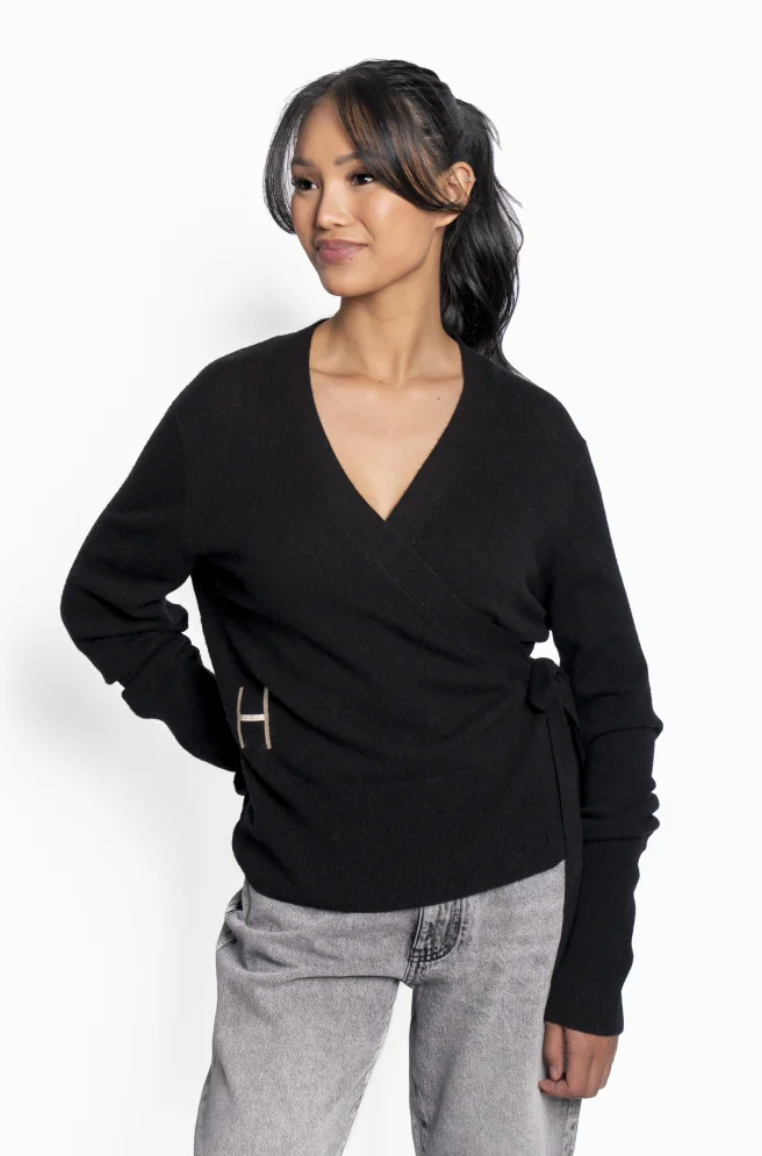 Leah Wrap Cardigan Jet Black