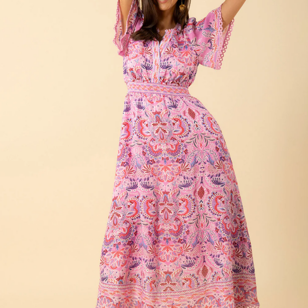 Katelyn Linen Dress Long Pink