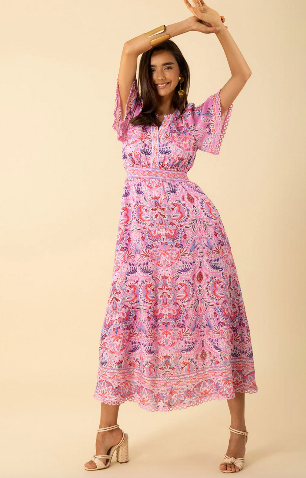Katelyn Linen Dress Long Pink