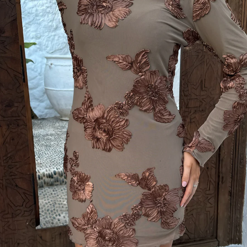 Malou Mesh Dress Mocca Flower