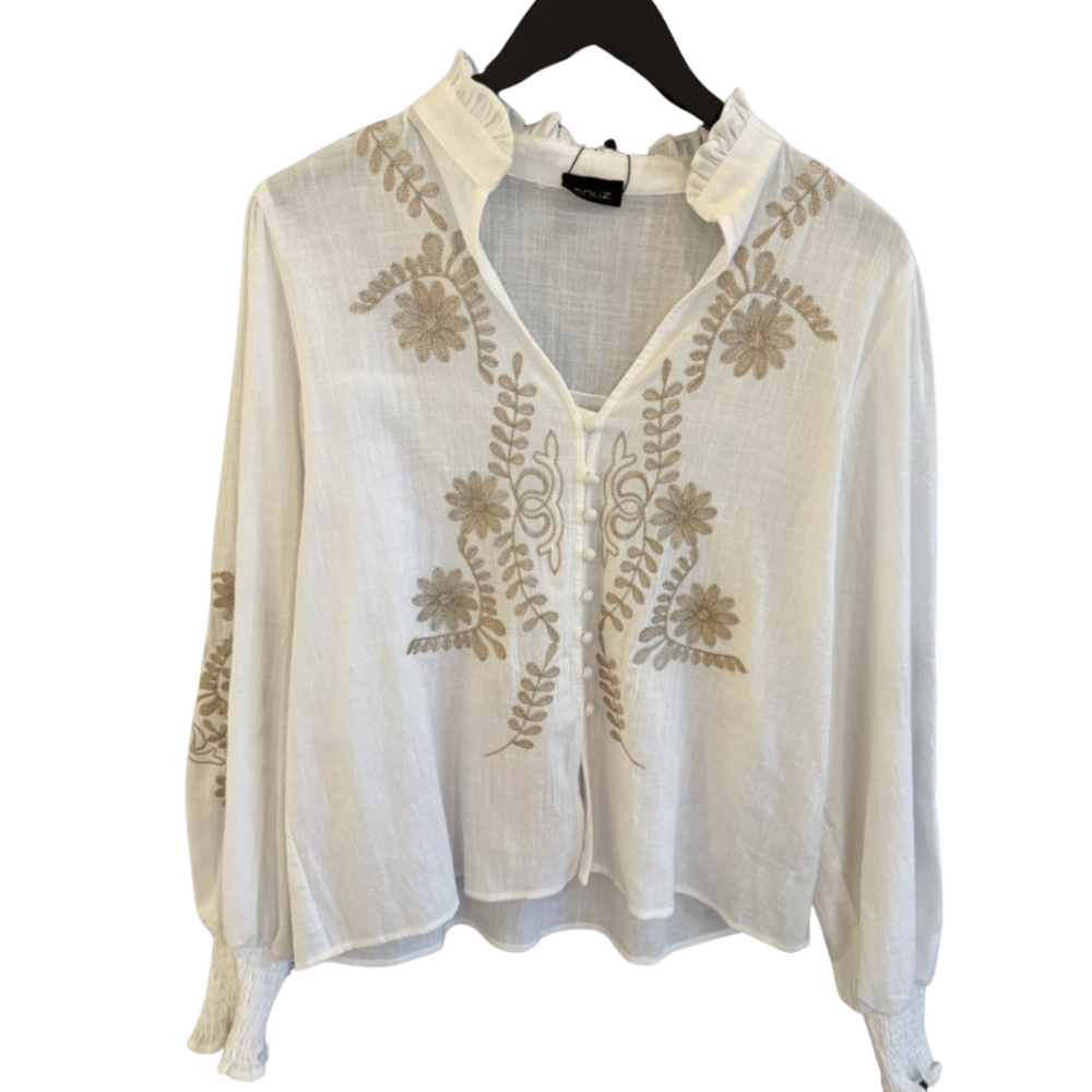 Simona Boheme shirt w embrodery White