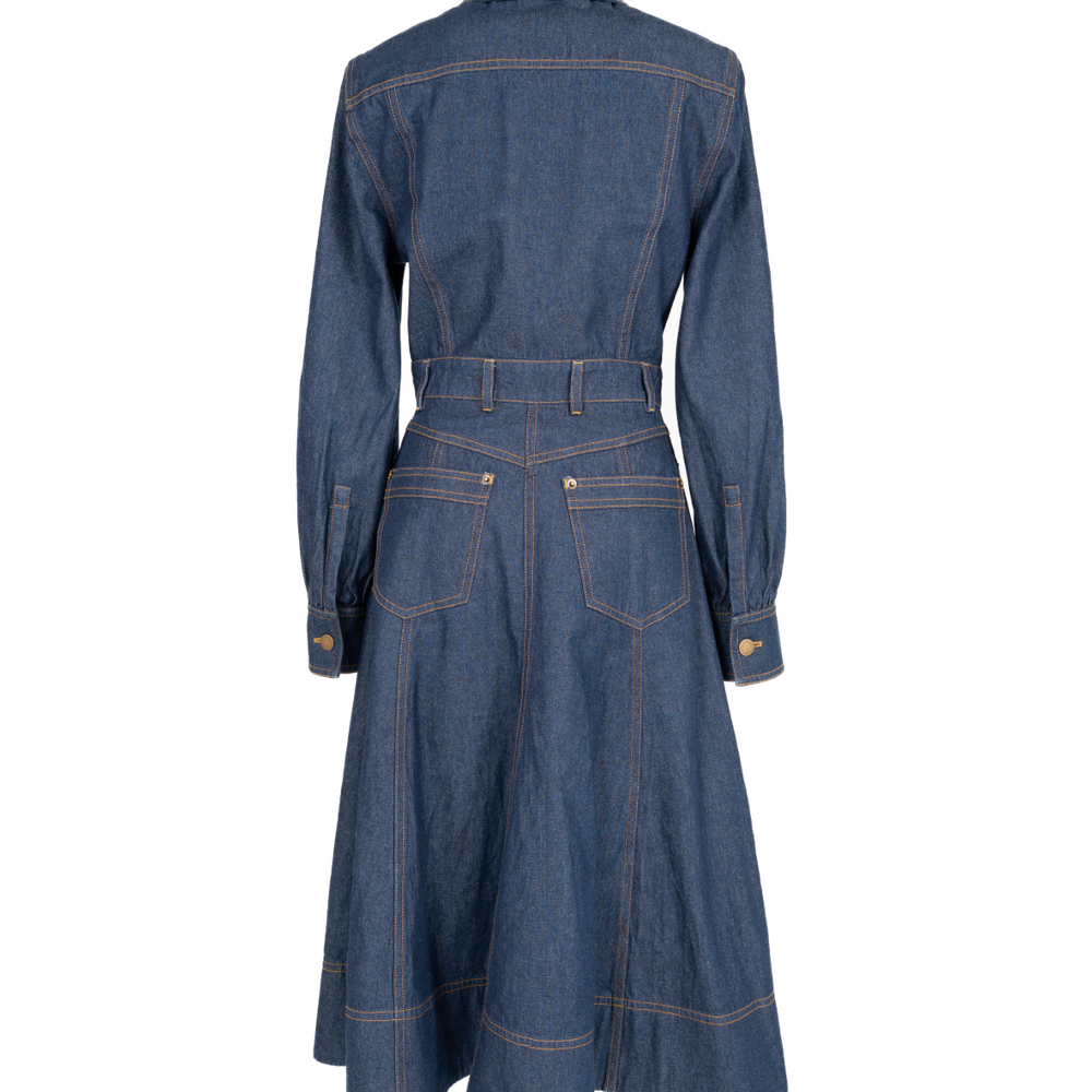 Midi Denim Dress Medium Blue Denim
