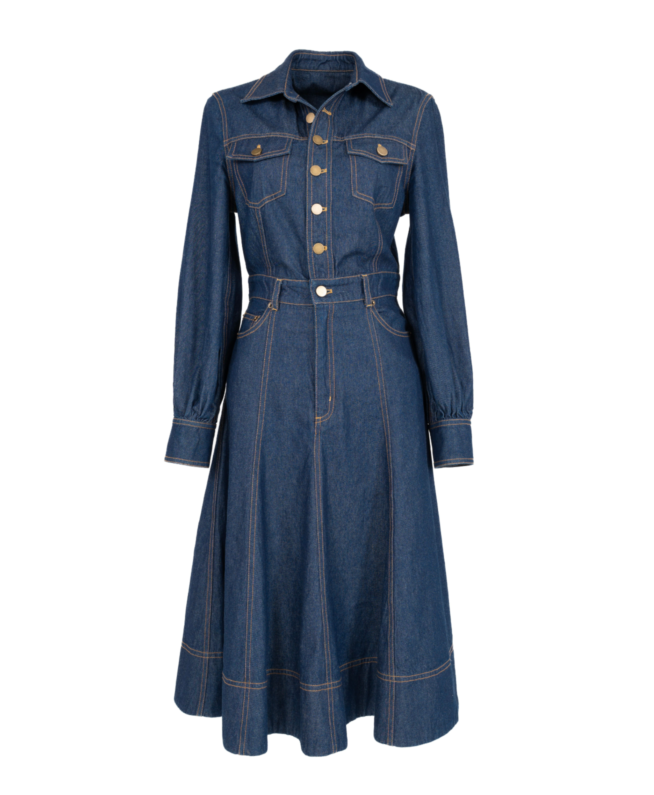 Midi Denim Dress Medium Blue Denim