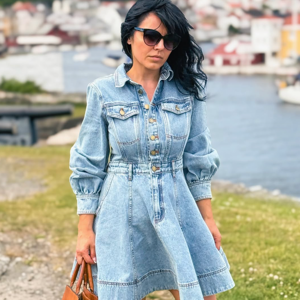 Mini Denim Dress Light Blue Denim
