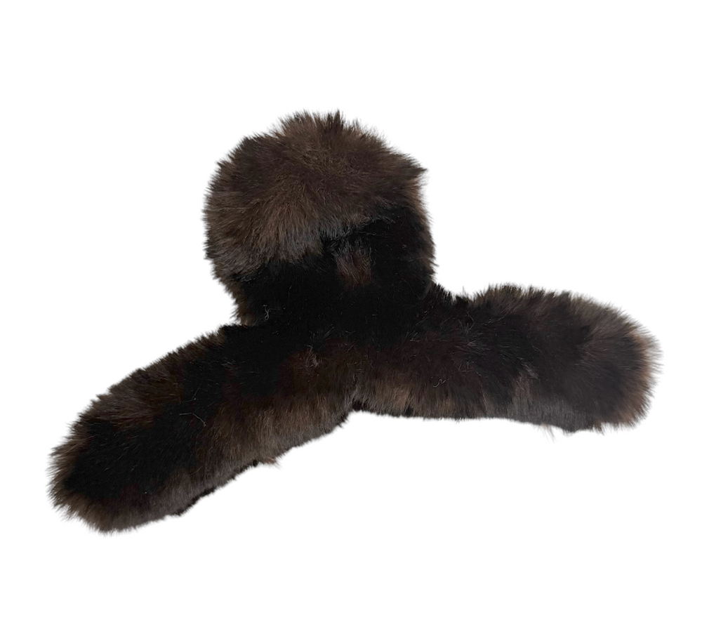 Faux Fur Hair Claw Dark Brown