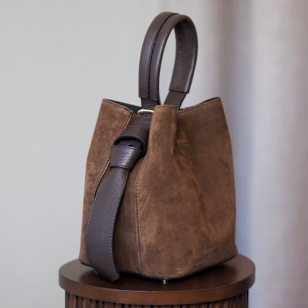 Bucket Bag Semsket Mellombrun