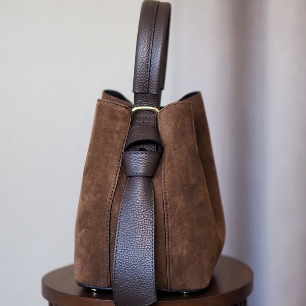 Bucket Bag Semsket Mellombrun