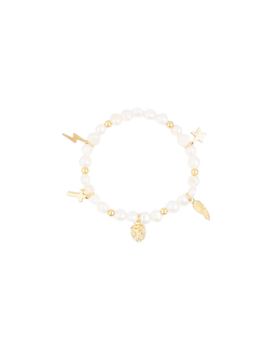 Pearl Bead Bracelet 6 mm w charms