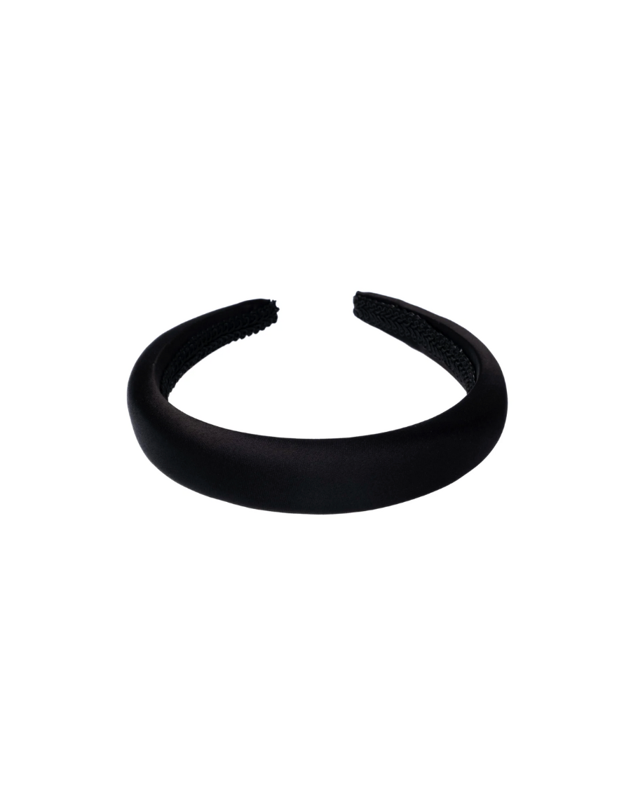 Satin Hair Band Broad Black