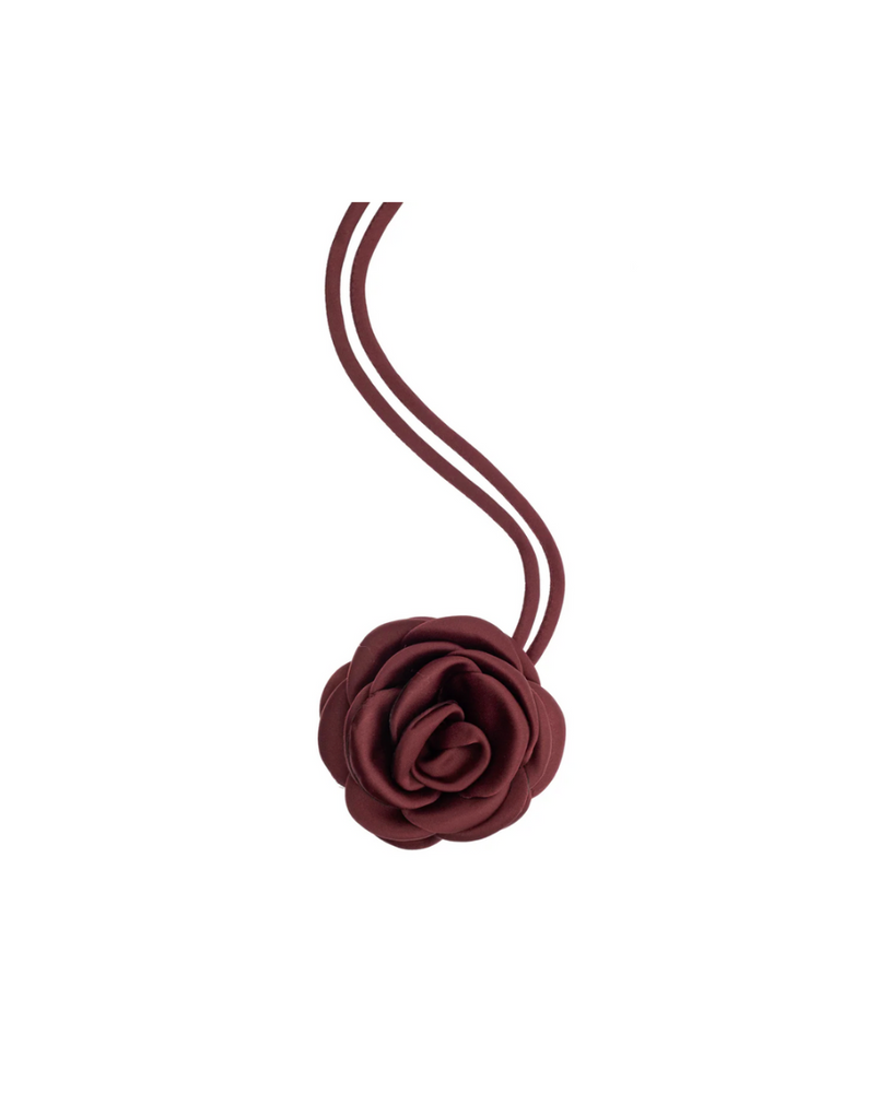Satin Rose Brooch Burgunder