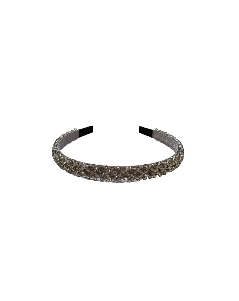 Crystal Beaded Hair Band Dark Grey
