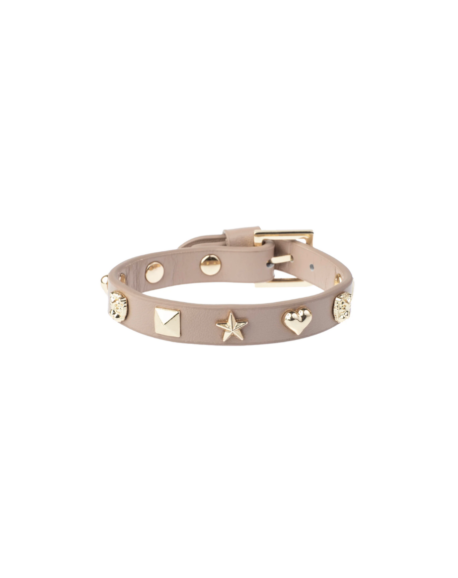 Leather Star Stud Bracelet Mini Taupe