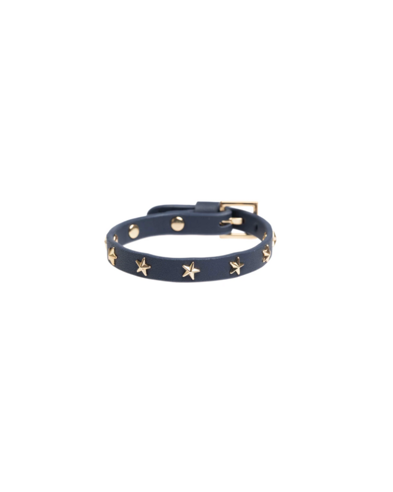 Leather Star Stud Bracelet Mini Navy