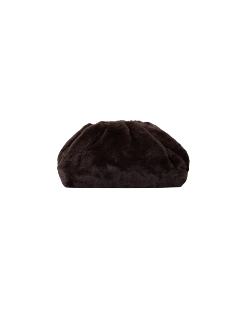 Faux Fur Small Pouch Brown