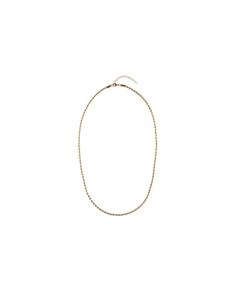Twisted Chain Necklace Extra Thin 55cm Gold