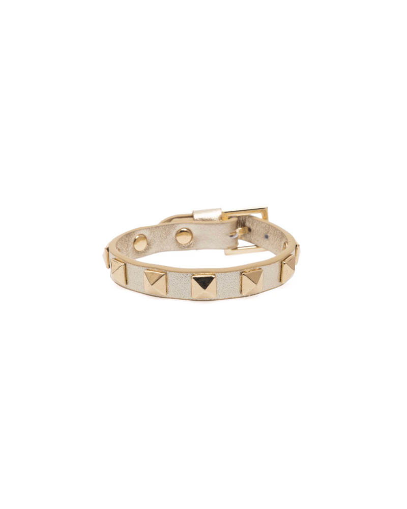 Leather Stud Bracelet Gold