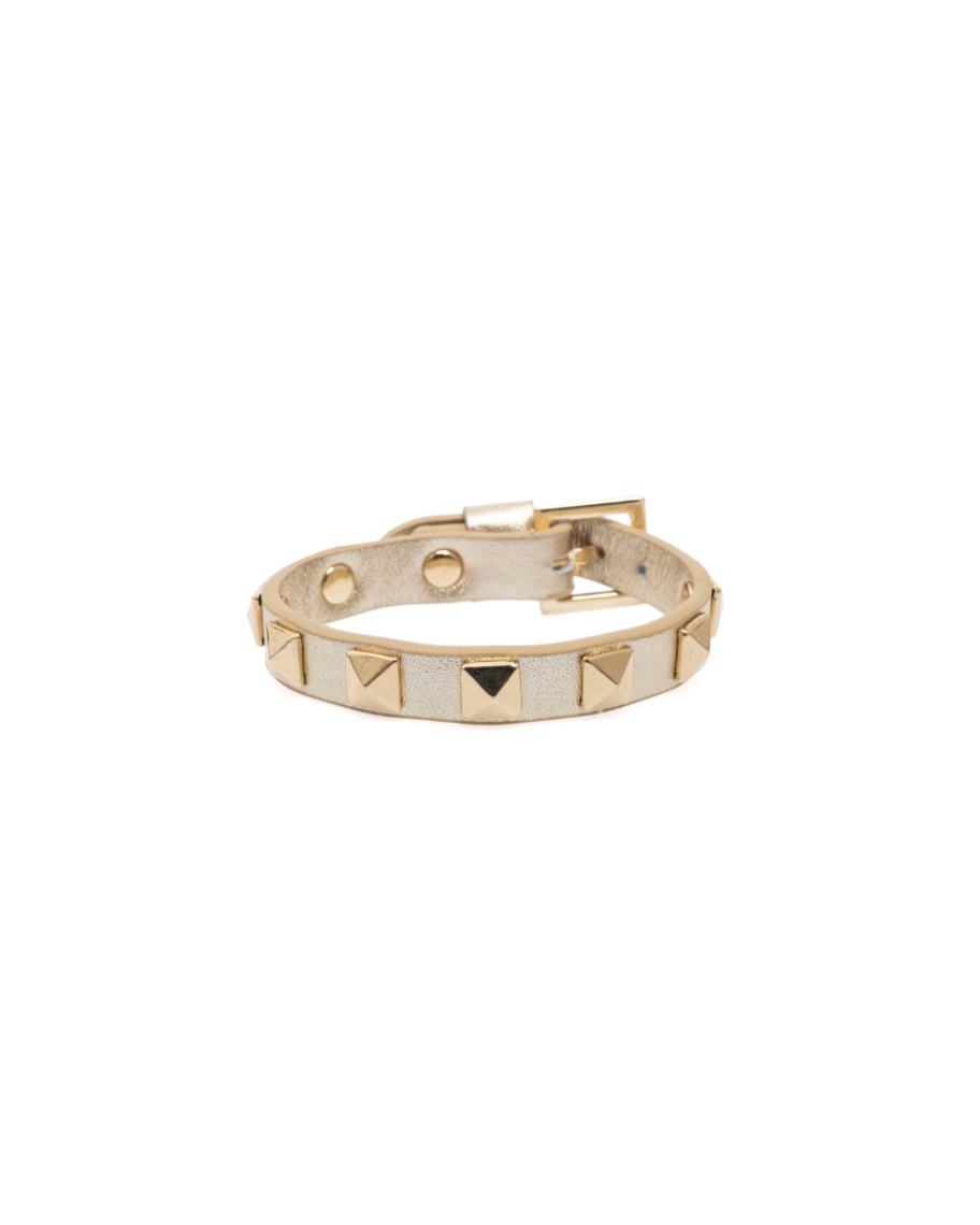 Leather Stud Bracelet Gold