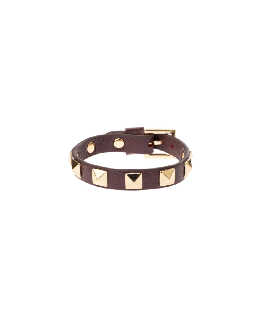 Leather Stud Bracelet Burgunder
