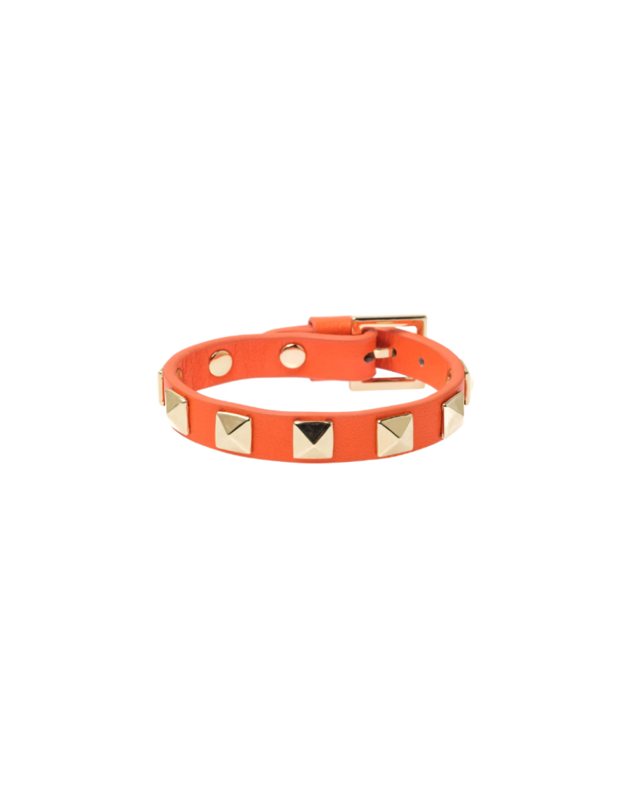 Leather Stud Bracelet Orange