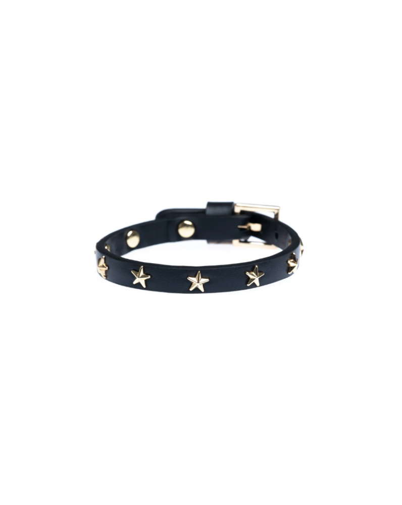 Leather Star Stud Bracelet Mini Black