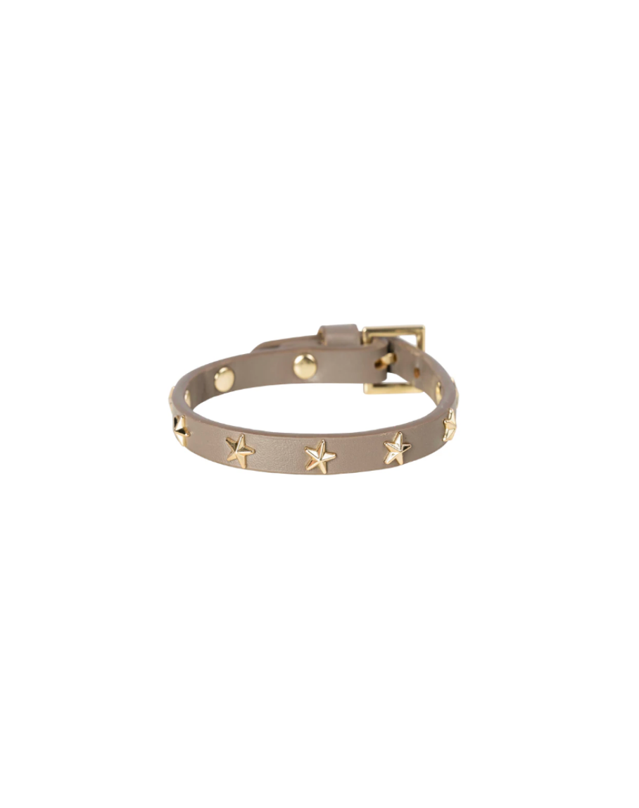 Leather Star Stud Bracelet Mini Taupe