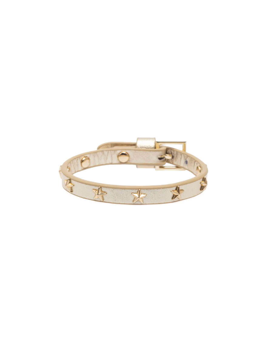 Leather Star Stud Bracelet Mini Gold