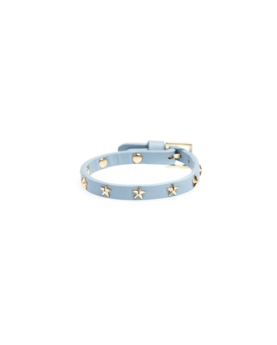 Leather Star Stud Bracelet Mini Cool Blue