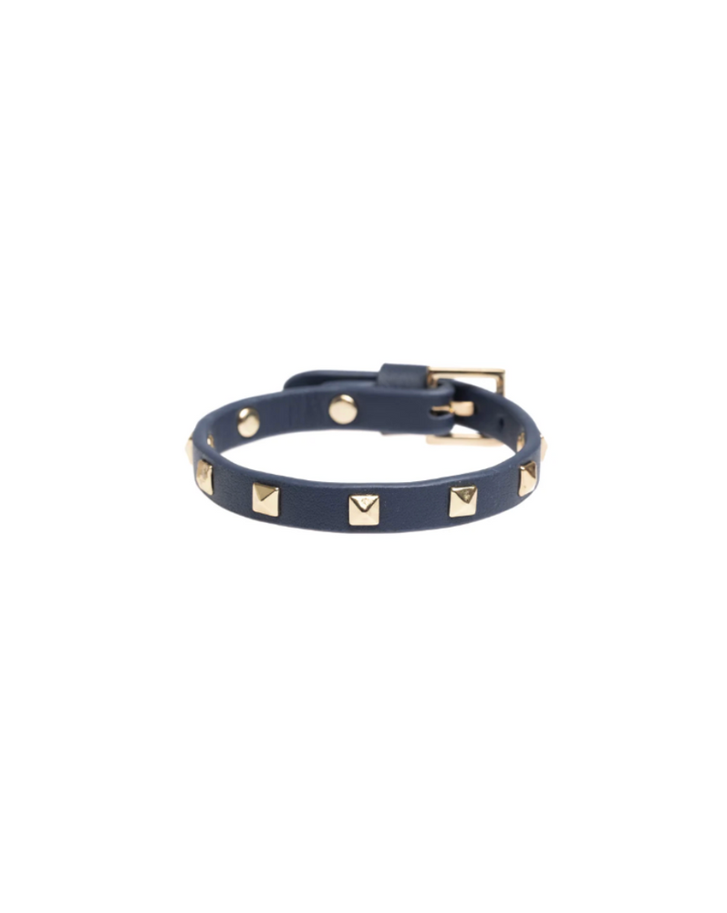 Leather Stud Bracelet Mini Navy