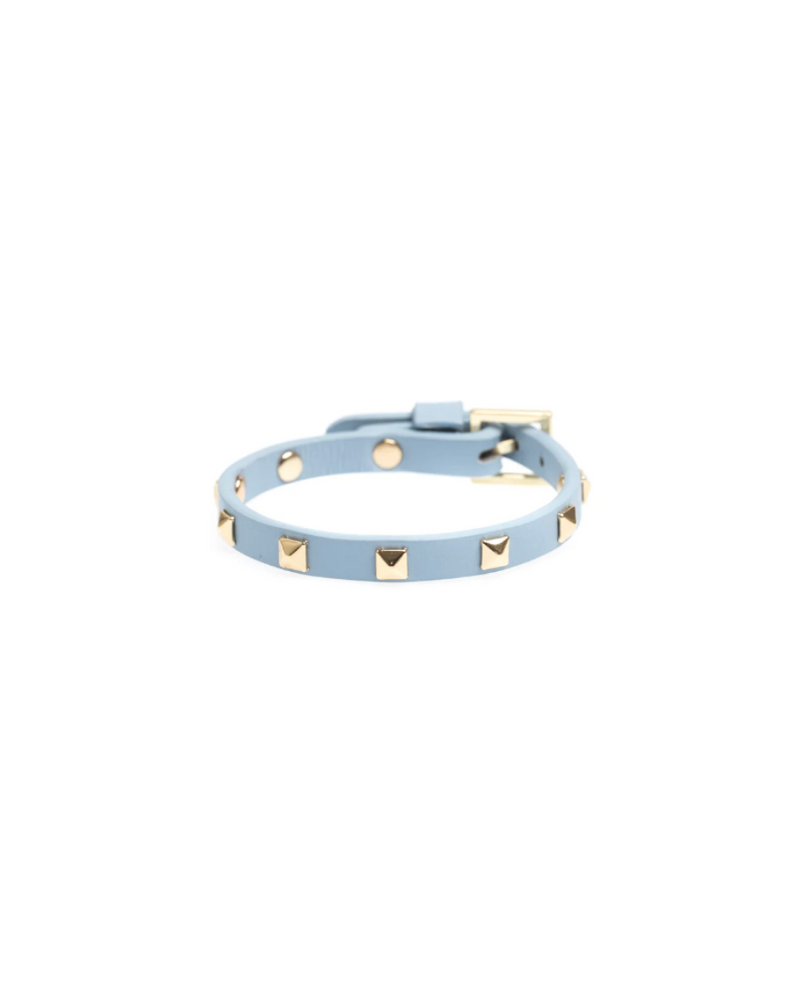 Leather Stud Bracelet Mini Cool Blue