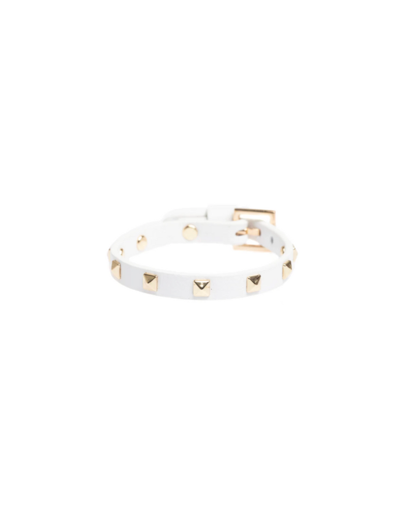 Leather Stud Bracelet Mini White