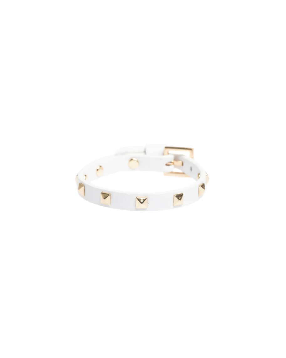 Leather Stud Bracelet Mini White