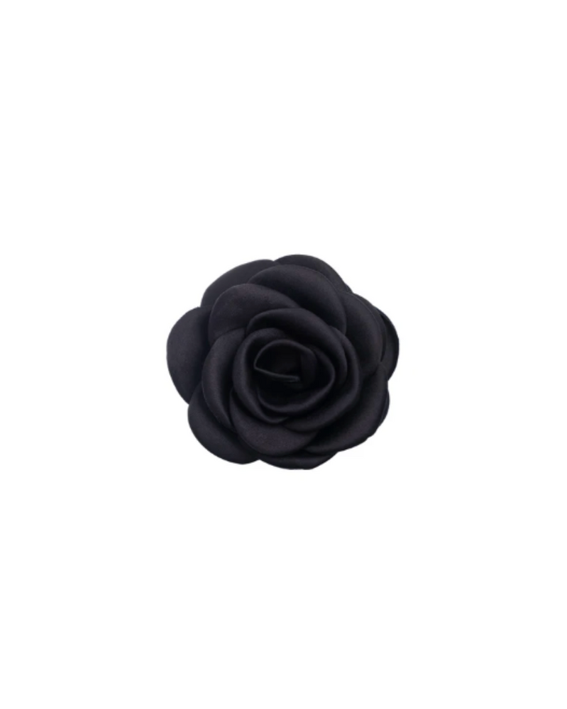 Satin Rose Hair Claw Black