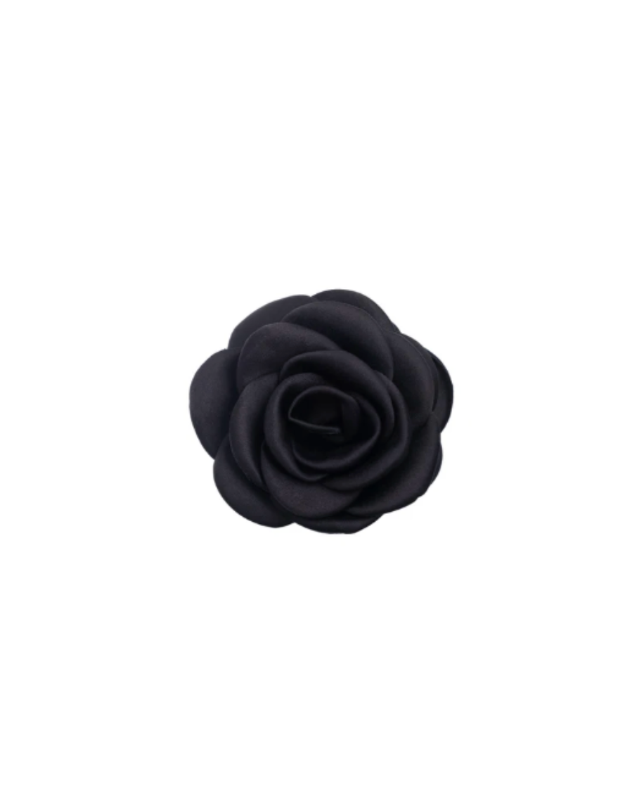 Satin Rose Hair Claw Black