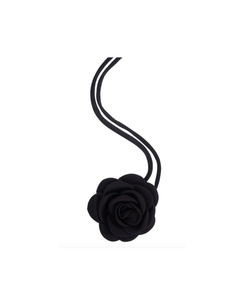 Satin Rose Brooch Black