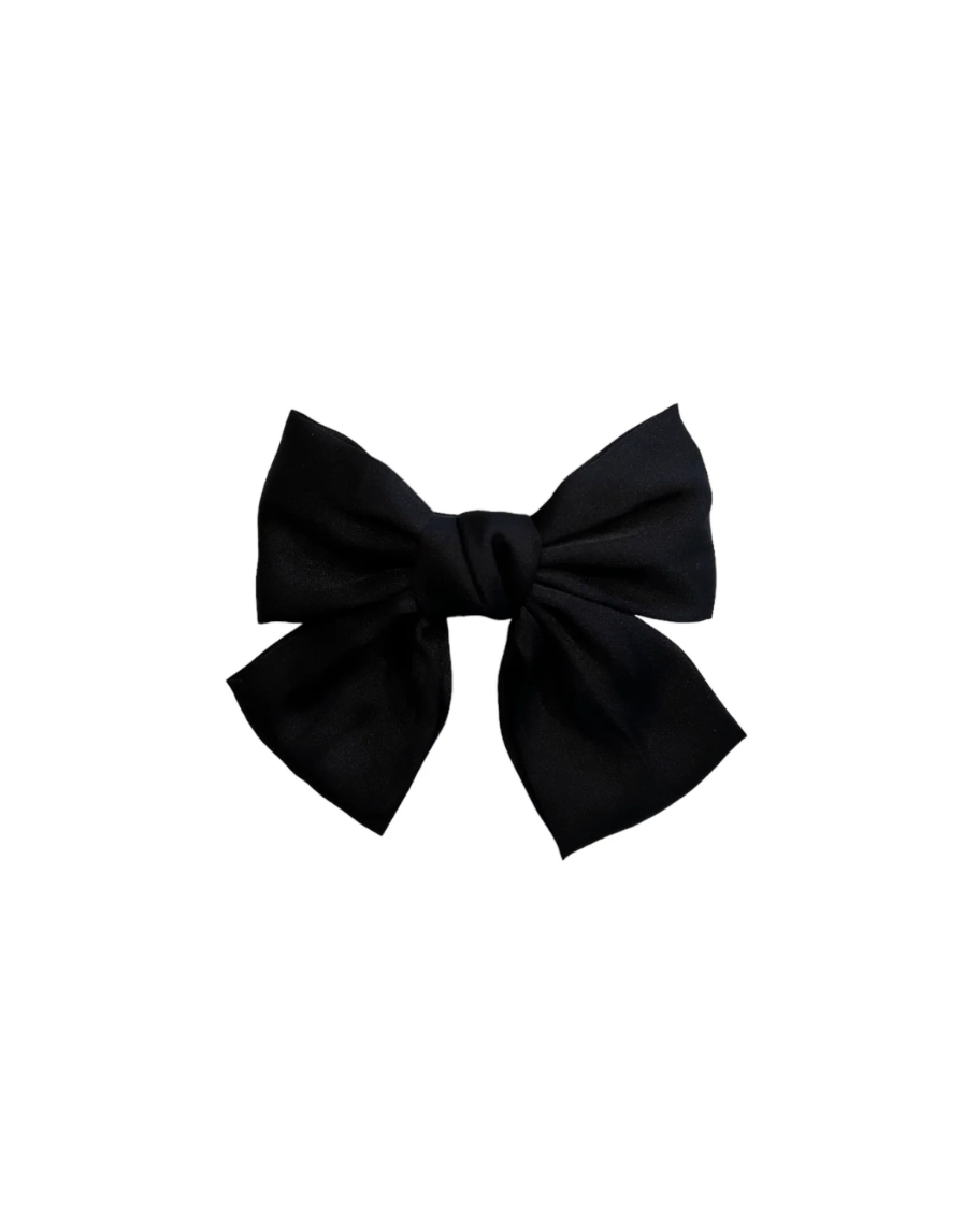 Satin Bow Hair Clip Black