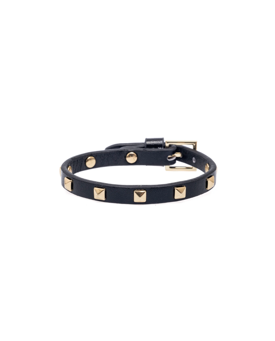 Leather Stud Bracelet Mini Black
