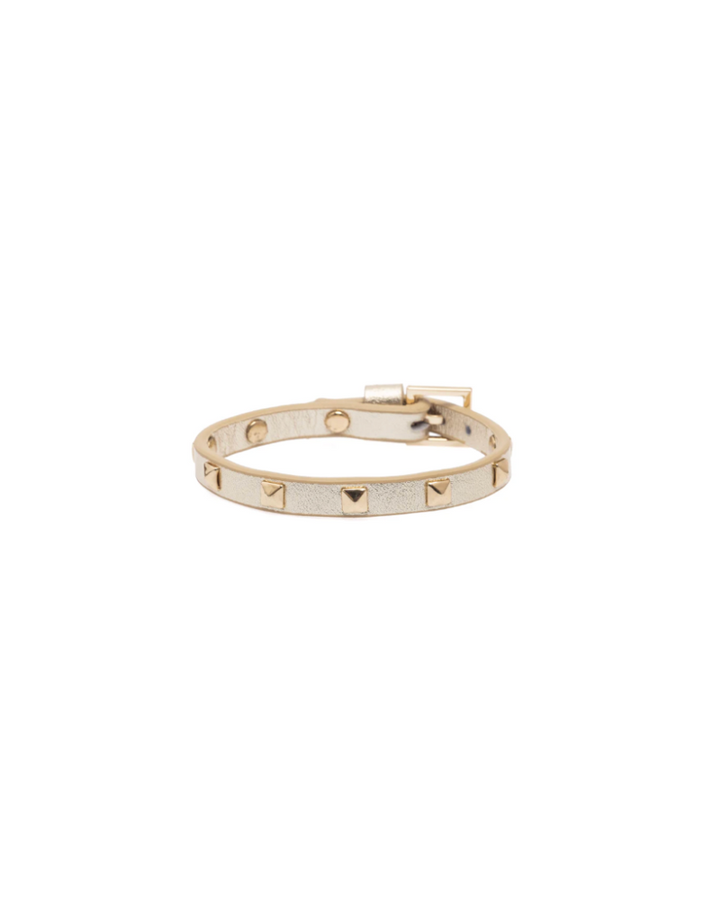 Leather Stud Bracelet Mini Gold