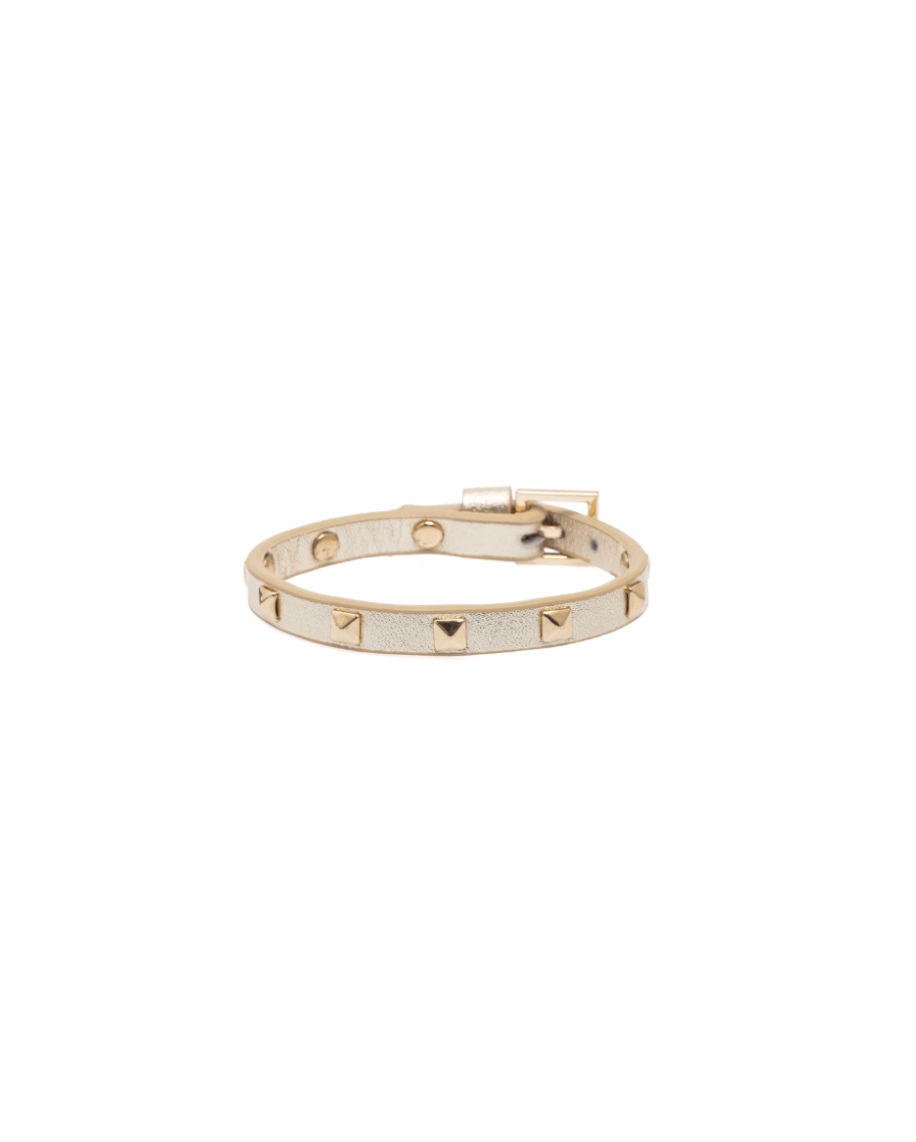 Leather Stud Bracelet Mini Gold