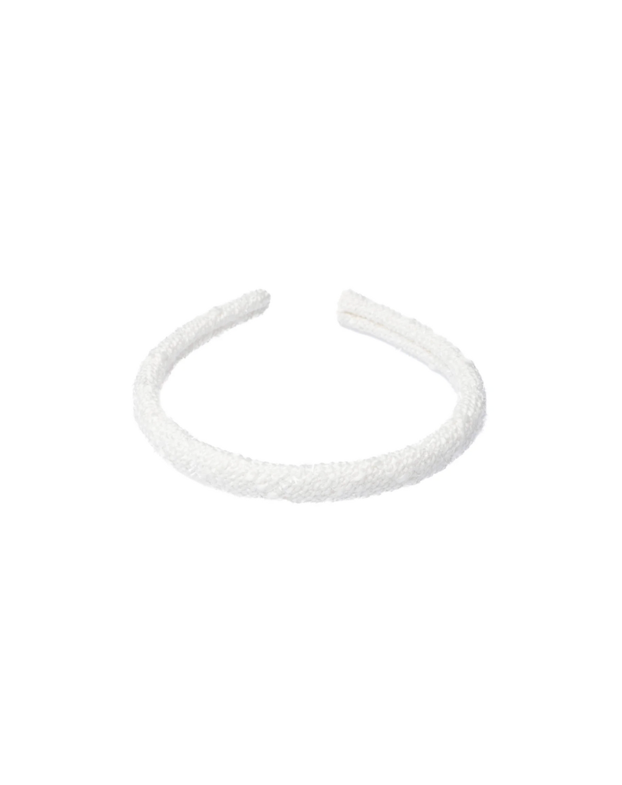 Tweed Hair Band Thin White