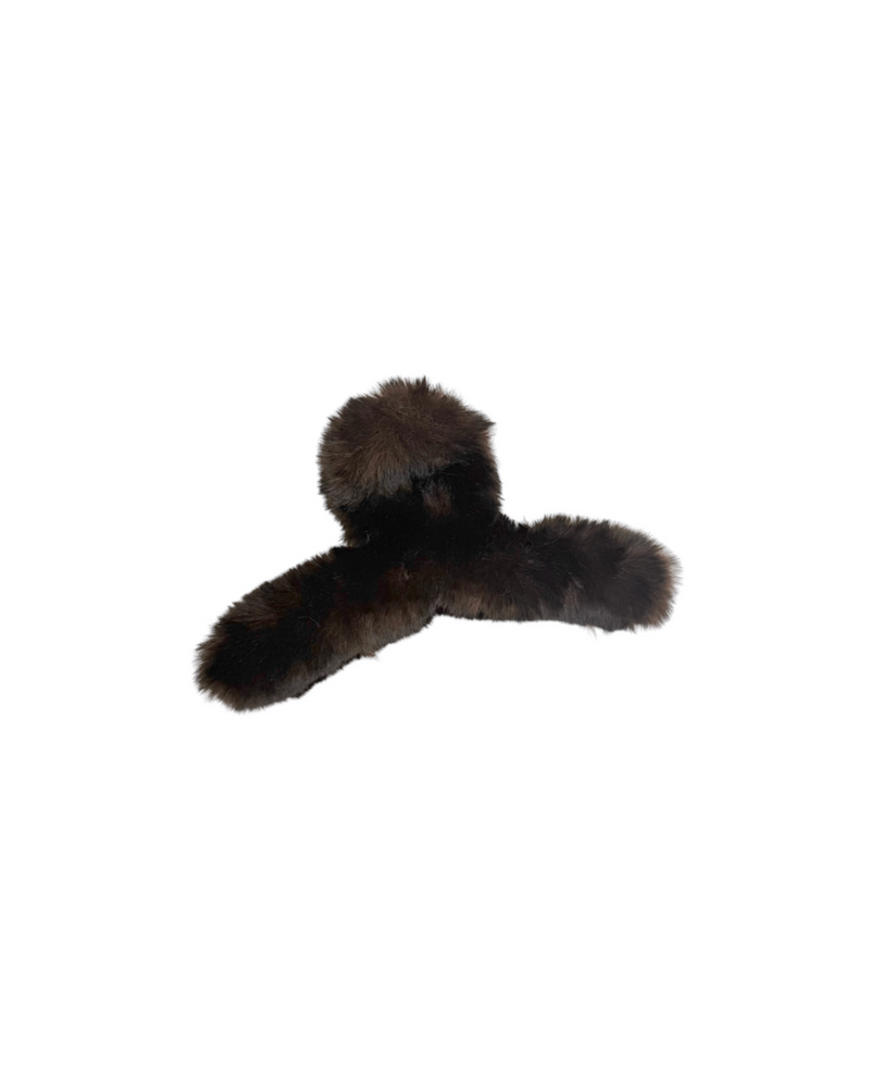 Faux Fur Hair Claw Dark Brown