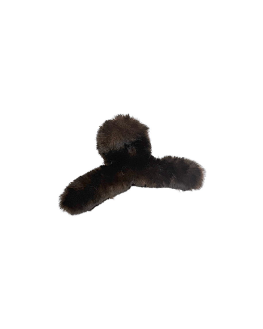 Faux Fur Hair Claw Dark Brown