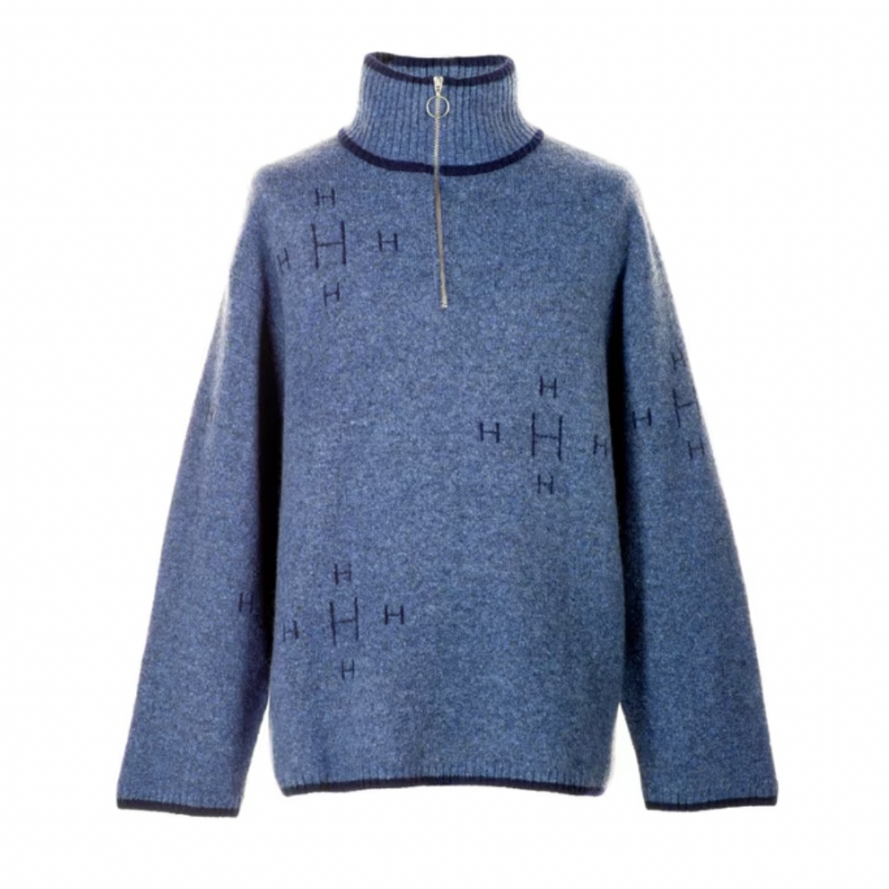 IBEN Zip Sweater Blue With Navy