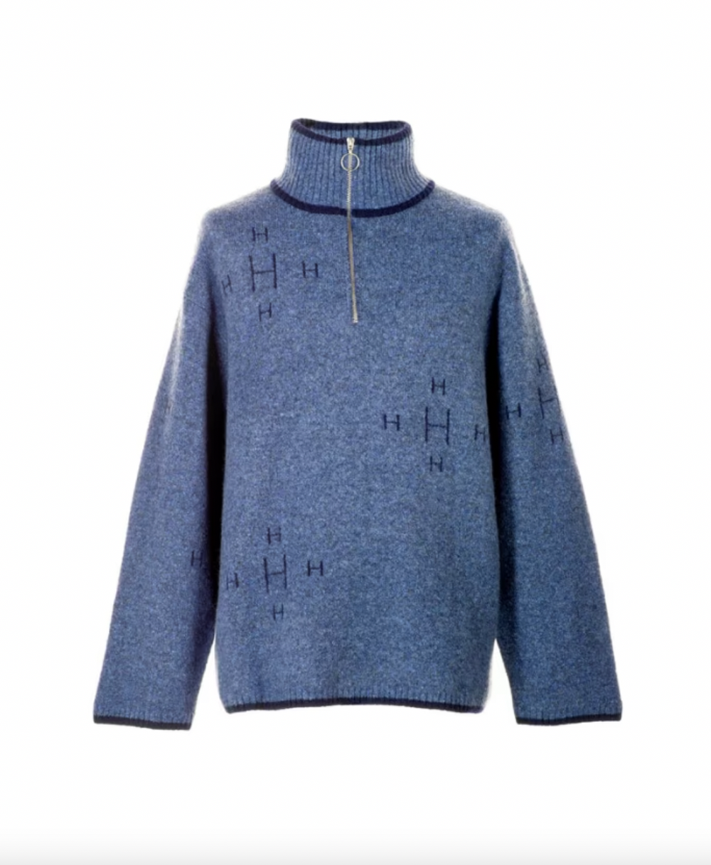 IBEN Zip Sweater Blue With Navy