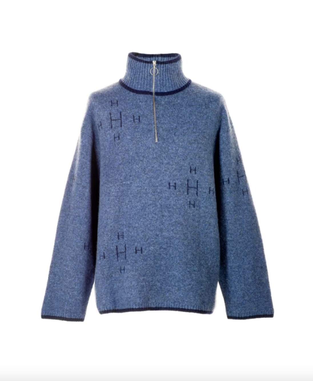 IBEN Zip Sweater Blue With Navy