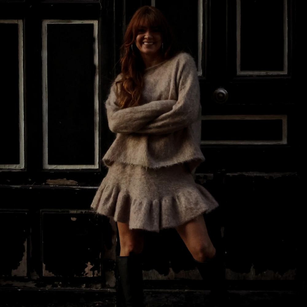 
                      
                        Knit Frill Skirt Beige
                      
                    