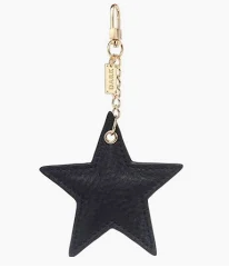 Leather Star Charm Grain Black