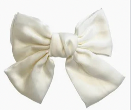 Satin Bow Hair Clip White