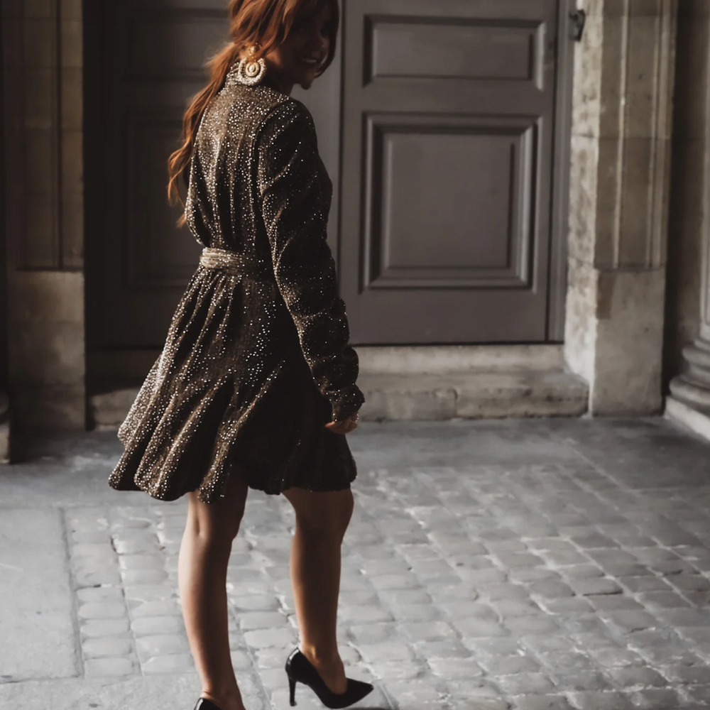 
                      
                        Stradust Frill Dress Black And Gold
                      
                    