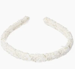 Tweed Hair Band Thin White