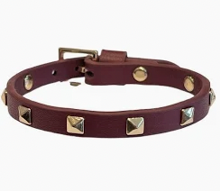 Leather Stud Bracelet Mini Burgunder